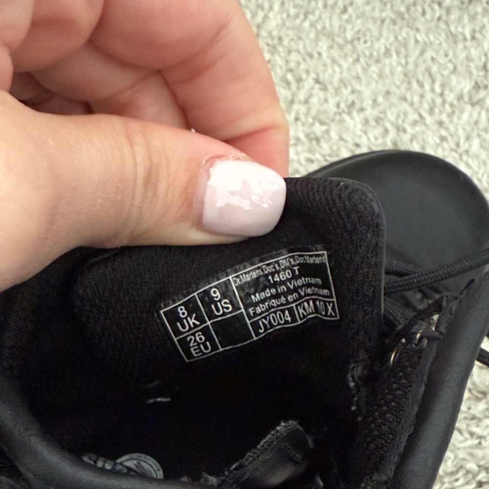 Dr. Martens Girls Black Lace-Up Combat Boots with Yellow Stitching - Picture 13 of 13